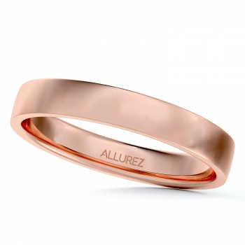 Flat Comfort Fit Plain Ring Wedding Band 14k Rose Gold (3mm)