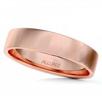 Flat Comfort-Fit Plain Ring Wedding Band 14k Rose Gold (4mm)