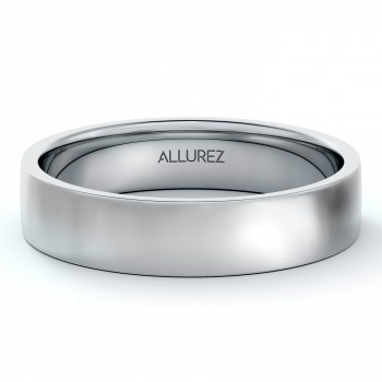 14k White Gold Wedding Band Plain Ring Flat Comfort-Fit (4 mm)