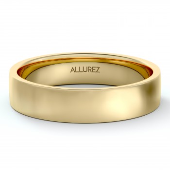 14k Yellow Gold Plain Wedding Band Flat Comfort-Fit Plain Ring (4 mm)