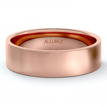 Flat Comfort Fit Plain Ring Wedding Band 14k Rose Gold (5mm)