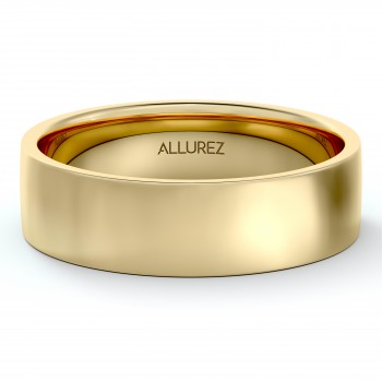 14k Yellow Gold Plain Wedding Band Flat Comfort-Fit Plain Ring (5 mm)