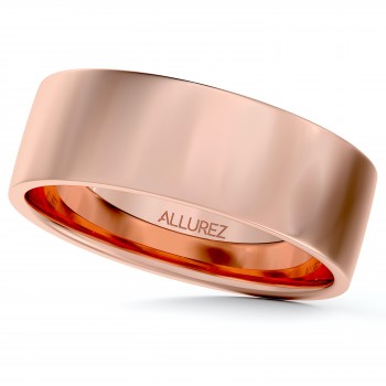 Flat Comfort Fit Plain Ring Wedding Band 14k Rose Gold (6mm)