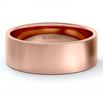 Flat Comfort Fit Plain Ring Wedding Band 14k Rose Gold (6mm)