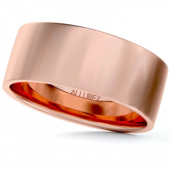 Flat Comfort Fit Plain Ring Wedding Band 14k Rose Gold (7mm)