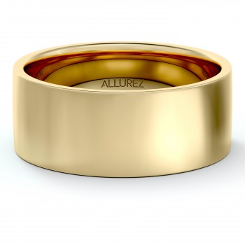 18k Yellow Gold Wedding Band Plain Ring Flat Comfort-Fit (7 mm)