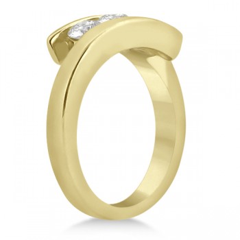 Three Stone Diamond Journey Ring Tension Set 14K Yellow Gold 0.60ctw