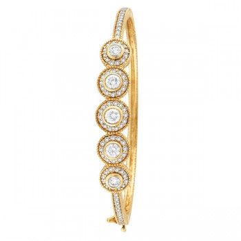 Vintage Style Diamond Bangle Bracelet 18K Yellow Gold (2.57ct)