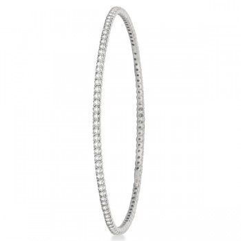 Stackable Diamond Bangle Eternity Bracelet 14k White Gold (1.25ct)