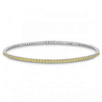 Fancy Yellow Diamond Eternity Bangle Bracelet 14k White Gold (2.60ct)