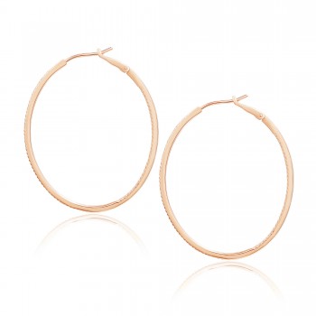 Diamond 42mm Oval Skinny Hoop Earrings 14K Rose Gold (0.48CT)