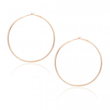 Diamond 53mm Round Skinny Hoop Earrings 14K Rose Gold (0.60CT)