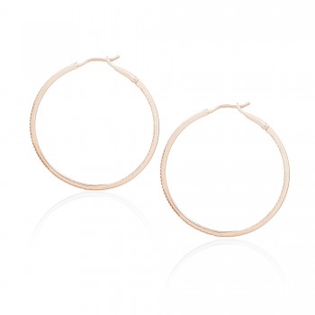 Diamond 39mm Round Skinny Hoop Earrings 14K Rose Gold (0.39CT)