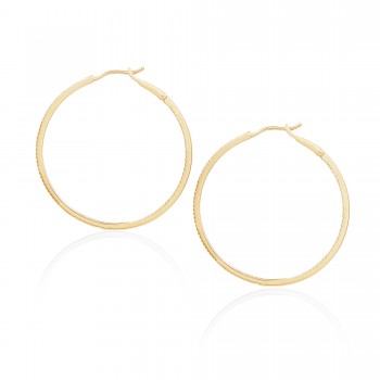 Diamond 39mm Round Skinny Hoop Earrings 14K Yellow Gold (0.39CT)