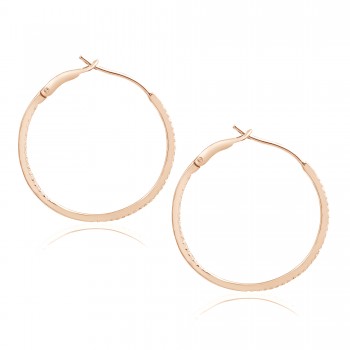 Diamond 30mm Round Skinny Hoop Earrings 14K Rose Gold (0.26CT)