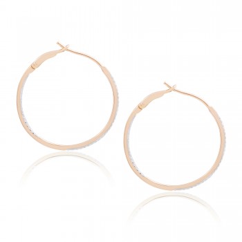 Diamond 25mm Round Skinny Hoop Earrings 14K Rose Gold (0.20CT)