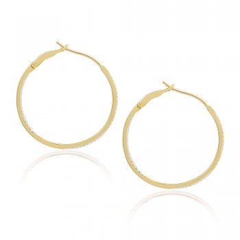 Diamond 25mm Round Skinny Hoop Earrings 14K Yellow Gold (0.20CT)