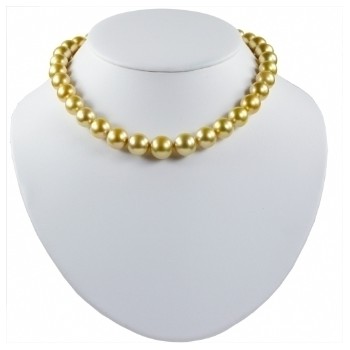 Golden South Sea Pearls Strand Necklace 14k Yellow Gold 10-13mm