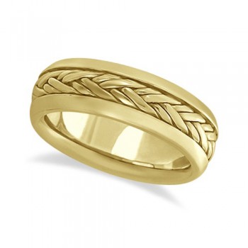 Men's Wide Handwoven Wedding Band 18k Yellow Gold (6mm)