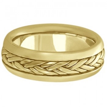 Men's Wide Handwoven Wedding Band 18k Yellow Gold (6mm)