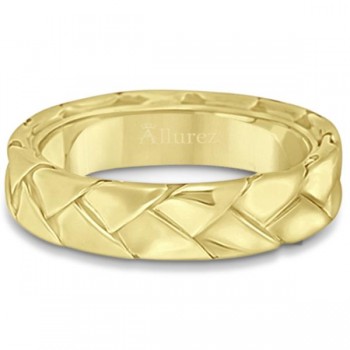 Men's High Polish Braided Handwoven Wedding Ring 14k Yellow Gold (7mm)