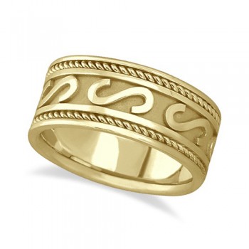 Men's Celtic Irish Hand Made Wedding Band 18k Yellow Gold (10mm)