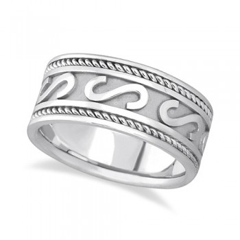 Men's Celtic Irish Hand Made Rope Wedding Band Palladium (10mm)