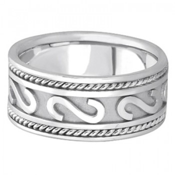 Men's Celtic Irish Hand Made Rope Wedding Band Palladium (10mm)