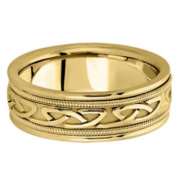 Hand Made Celtic Wedding Band in 18k Yellow Gold (6mm)