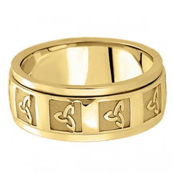 Hand Made Celtic Wedding Band in 14k Yellow Gold (10mm)