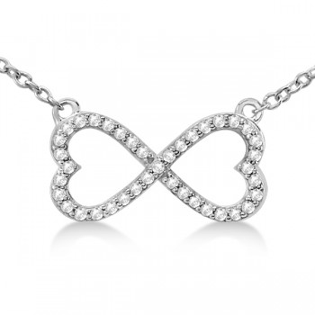 Pave Infinity Heart Diamond Pendant Necklace 18k White Gold (0.39ct)