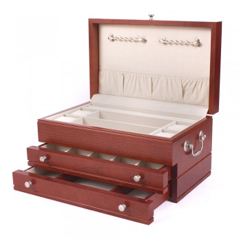 Solid American Cherry Hardwood Jewelry Chest with Rich Cherry Finish
