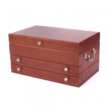 Solid American Cherry Hardwood Jewelry Chest with Rich Cherry Finish