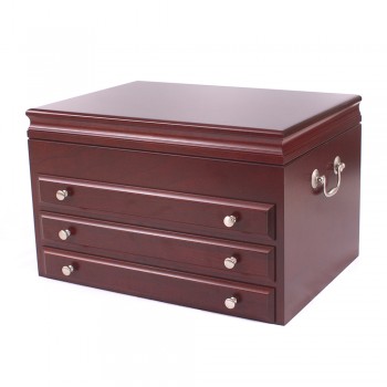 Solid American Cherry Hardwood Jewelry Chest with Rich Mahogany Finish