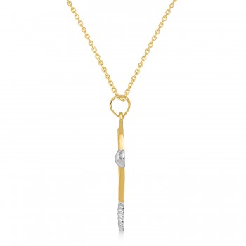 Tennis Racket Pendant Necklace 14K Two-Tone Gold