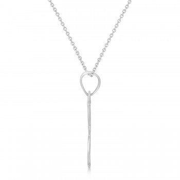 Double Tennis Racquet Charm Pendant Necklace 14K White Gold