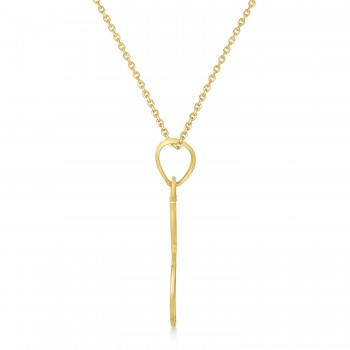 Double Tennis Racket Charm Pendant Necklace 14K Yellow Gold