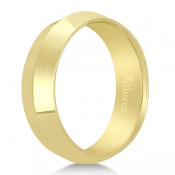 Knife Edge Wedding Ring Band Comfort-Fit 14k Yellow Gold (6mm)
