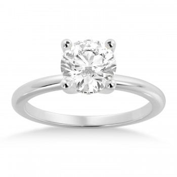 Diamond Hidden Halo Solitaire Engagement Ring 14k White Gold (0.06ct)
