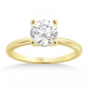Diamond Hidden Halo Solitaire Engagement Ring 14k Yellow Gold (0.06ct)