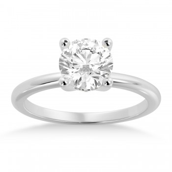 Lab Grown Diamond Hidden Halo Solitaire Engagement Ring 14k White Gold (0.06ct)