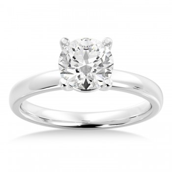 Basket Solitaire Engagement Ring 14k White Gold