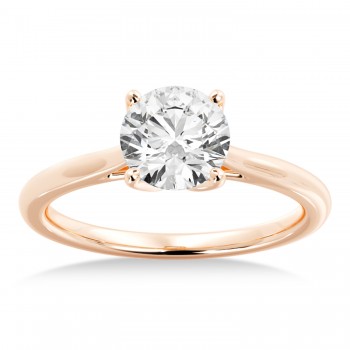 Floral Solitaire Engagement Ring 14k Rose Gold