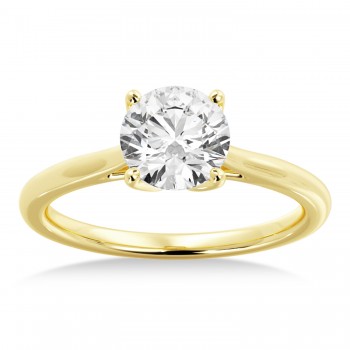 Floral Solitaire Engagement Ring 14k Yellow Gold