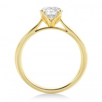 Floral Solitaire Engagement Ring 14k Yellow Gold