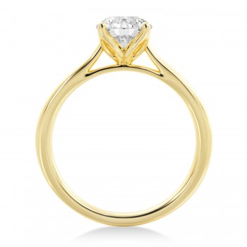 Floral Solitaire Engagement Ring 14k Yellow Gold