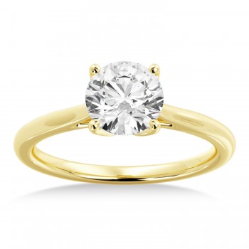 Floral Solitaire Engagement Ring 18k Yellow Gold