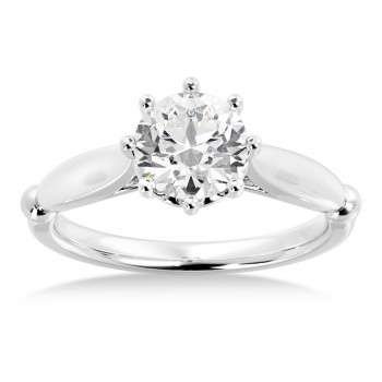 Crown Solitaire Engagement Ring 14k White Gold