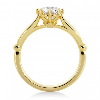 Crown Solitaire Engagement Ring 14k Yellow Gold