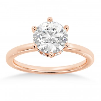 Lab Grown Diamond Hidden Halo 6 Prong Engagement Ring 14k Rose Gold (0.08ct)